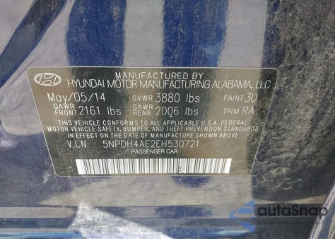 2014 Hyundai Elantra Se из США, поврежденный, VIN 5NPDH4AE2EH530721